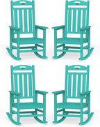 Oversized Rocking Chairs Outdoor Set of 4, High Back Porch Rocking Chair by Suunyn