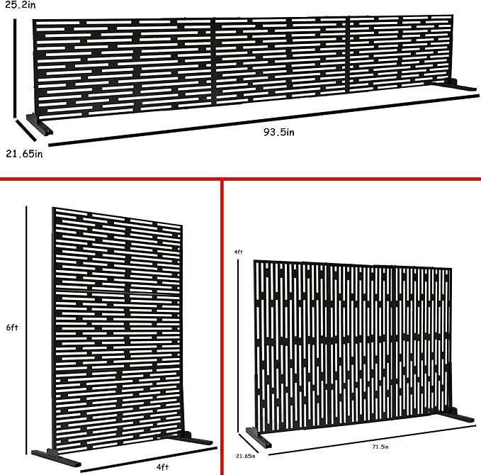 Oakland Living 6 ft. X 4 ft. Black Freestanding Metal Privacy Screen Room - Image 2