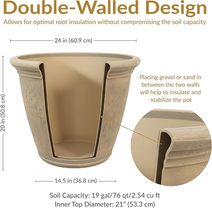 Sunnydaze 24-Inch Anjelica Large Plastic Pot - Image 6