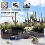 Kullavik 12 Pieces Outdoor Patio Furniture Set PE Wicker Rattan Sectional Sofa - Image 7