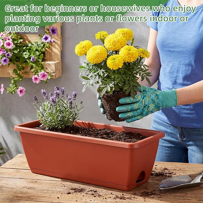 18 Pack Window Box Planter 17 Inches Rectangular Vegetable Flower Planters - Image 4