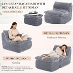 Boneless Chaise Lounge Chair Indoor, Adult Bean Bag Chair - Image 7