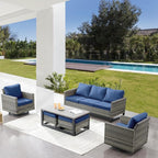 Belord 6 Piece Outdoor Furniture Patio Wicker Sofa Set, Oversize Outdoor Swivel - Image 2