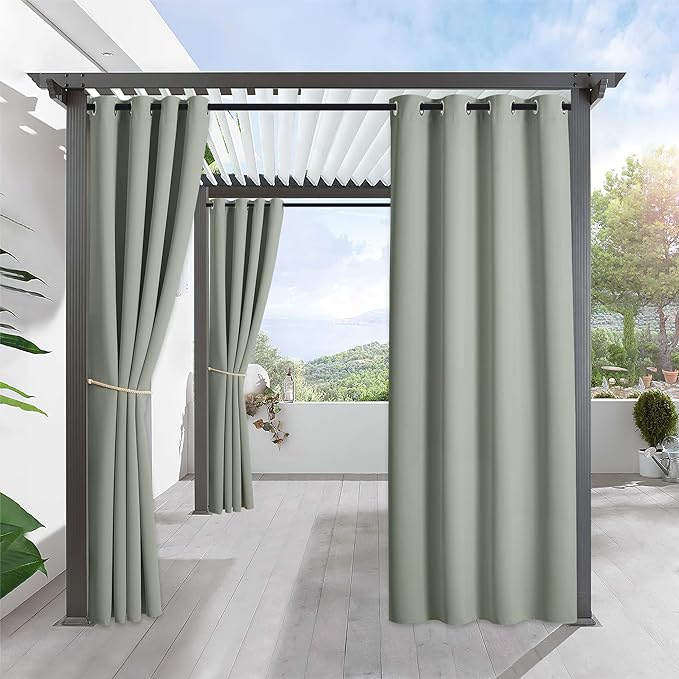 RYB HOME Outdoor Curtains for Patio Waterproof Block Sunlight Thermal Insulated by RYBHOME
