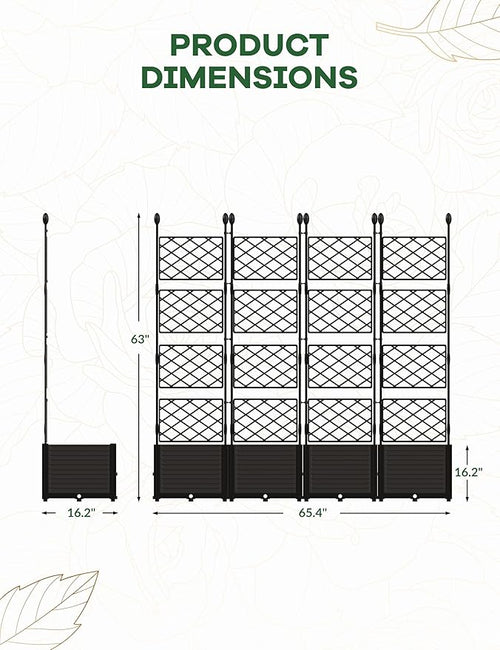 4 PCS Raised Garden Bed with Trellis, Outdoor Vertical Garden with Privacy - Image 2