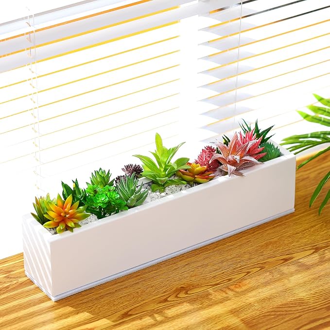 16.1 x 3.2 x 3.5 Inch Long Rectangular Planter Box Window Sill Plant Box Metal - Image 2