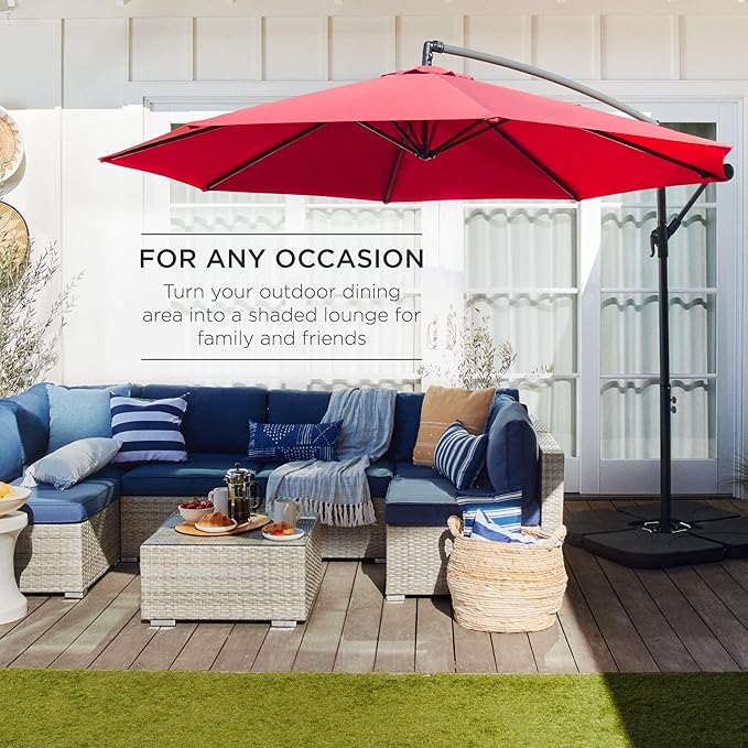 Best Choice Products 10ft Offset Hanging Market Patio Umbrella w/Easy Tilt - Image 3