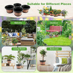 Quarut 4 Pack 10 inch Plant Pots, Upgrade Whiskey Barrel Planters - Image 5