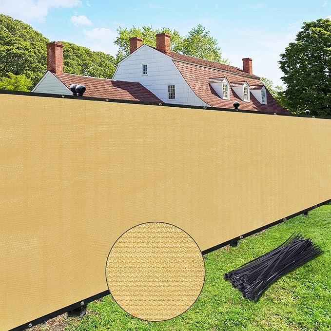 UPGRADE Privacy Fence Screen 8'x4' Sand Outdoor 90% Visibility Blockage 170 GSM by UPGRADE