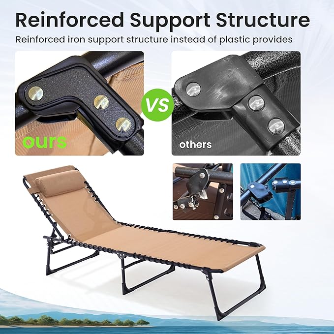 Folding Chaise Lounge Chair - 400lb Capacity - Image 7