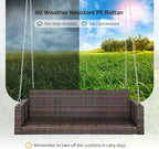 VINGLI Heavy Duty 800 LBS Wicker Hanging Porch Swing - Image 4