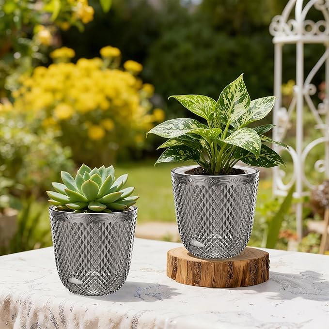 QCQHDU 2 Pack Self Watering Pots, 7.2 Inch Flower Pots - Image 4
