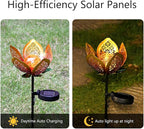Solar Lights Outdoor Garden Decor, LED Lotus Flower Lamp, Metal Tulip Solar - Image 4