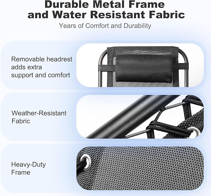Nazhura Set of 2 Relaxing Recliners Patio Chairs Adjustable Steel Mesh Zero - Image 5