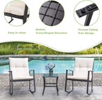 Vongrasig 3 Piece Outdoor Rocking Chair Set, PE Wicker Rattan Small Bistro Set - Image 4