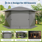 13x13FT 6-Sided Pop Up Gazebo Tent，One-Push Setup Canopy Tent - Image 3
