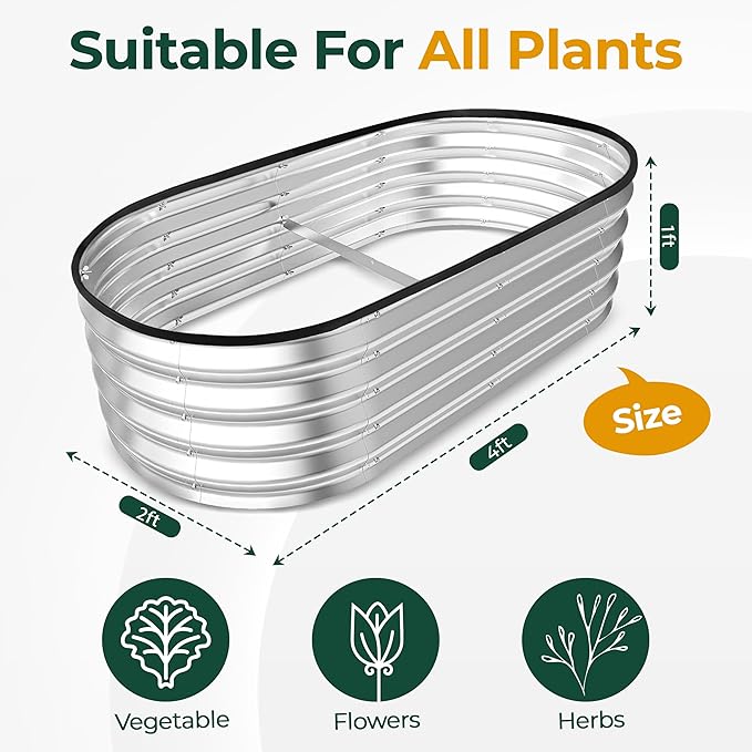 Utopia Home Galvanized Raised Garden Bed, 4 by 2 feet Lightweight Planter Boxes - Image 3