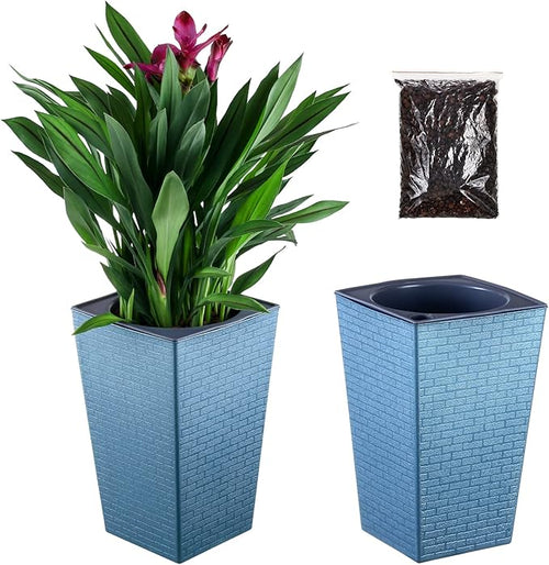 2 Pack Self Watering Planters 10.7" x 6.9" Planter by Planterhoma