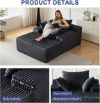 67 Inch Chaise Lounge Chair Indoor, Oversized Upholstered Boneless Sofa Bed - Image 5