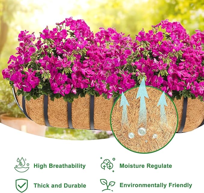 Y&M 24" Coco Liner for Window Box Deck Basket Planter Trough Coconut Fiber - Image 3