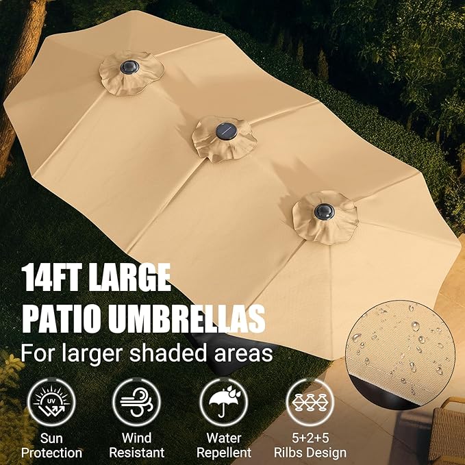 LEVELEVE 14FT Double-Sided Patio Umbrella - Image 5