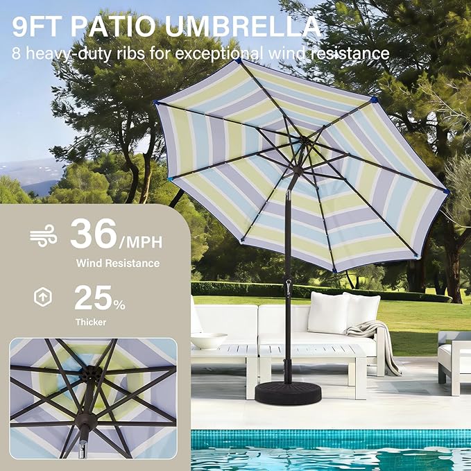 MEWAY 9ft Patio Umbrella Outdoor Table Umbrellas - Image 4