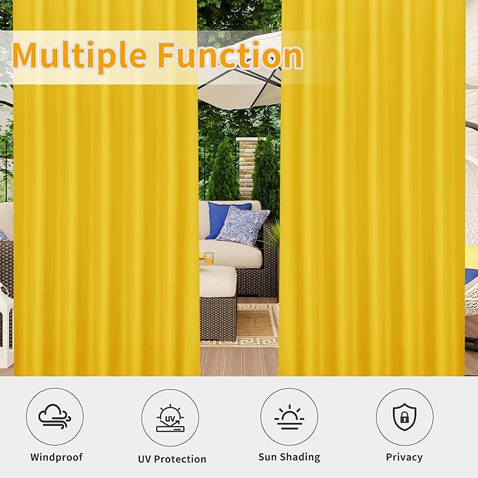 Easy-Going Outdoor Patio Curtains Detachable Tab Top Windproof Weatherproof - Image 5