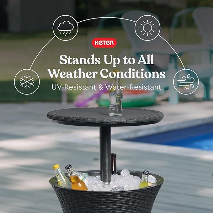 Keter Pacific Cool Bar Outdoor Patio Furniture and Hot Tub Side Table - Image 4