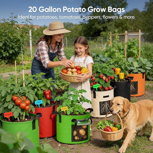 20 Gallon Potato Grow Bags: Set of 5 Colorful Gardening Supplies Fabric Pots - Image 2