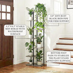 Plant Stand Indoor 7 Tier 8 Potted Metal Wood Plant Shelf, Oak Grey - Image 3