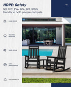 KINGYES Oversized Outdoor Rocking Chair, All-Weather Patio Rocking Chairs - Image 6