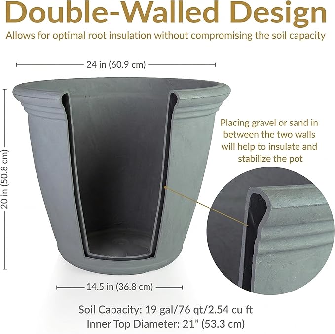 Sunnydaze 24-Inch Anjelica Large Plastic Pot - Image 6