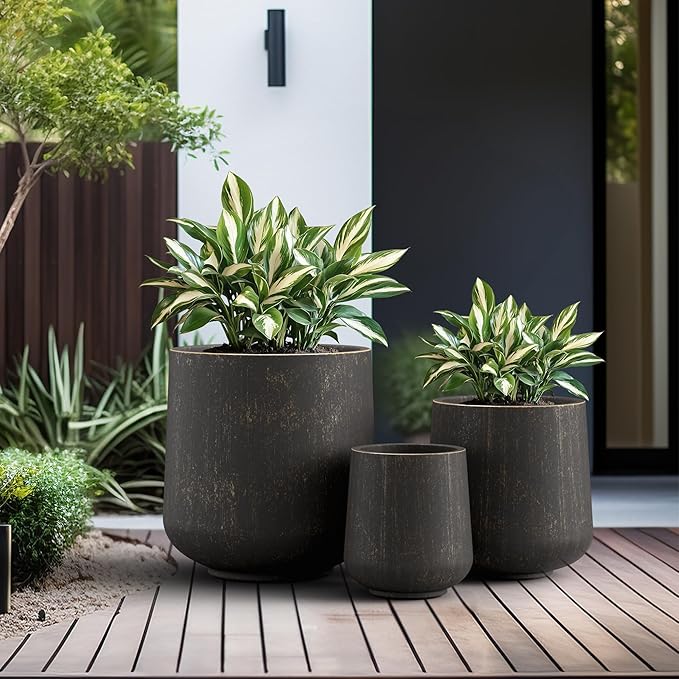 Kante 15.3"+11.6"+8.2" Dia Round Concrete Planter, Large Outdoor Indoor Planter - Image 4