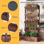 Vertical Wooden Raised Garden Bed Planters Wood Planter Kit Plant Stand Flower - Image 4