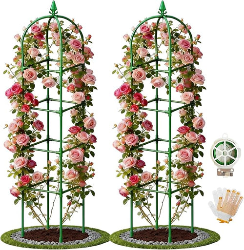 2 Pack Garden Obelisk Trellis for Climbing Plants, Tower Potted Cages Plant by Monirsen