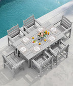 SERWALL Outdoor HDPE Dining Table Set, 7-Piece Outdoor Dining Table Sets by SERWALL