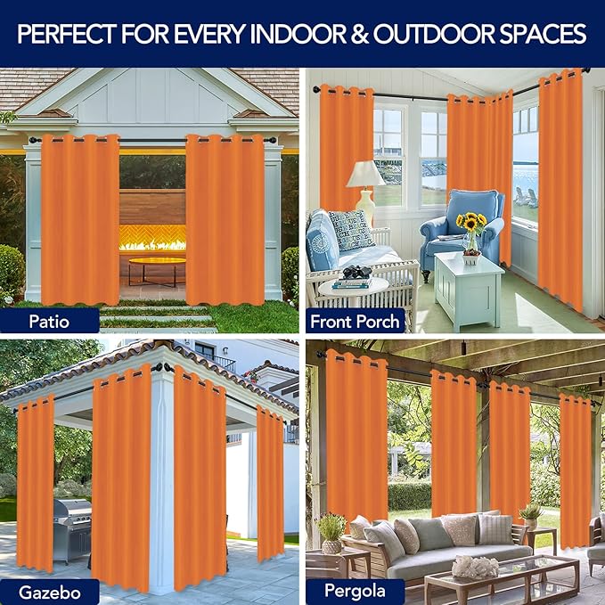 PureFit Outdoor Curtains for Patio Waterproof Weatherproof, UV and Fade - Image 5
