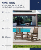 KINGYES Oversized Outdoor Rocking Chair, All-Weather Patio Rocking Chairs - Image 6