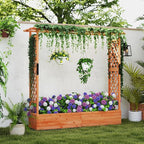 Giantex Raised Garden Bed with Trellis & Hanging Roof, Wood Planter Box with - Image 2
