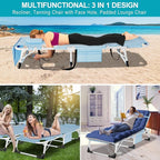 ABORON 3 in 1 Sun Tanning Chair, Heavy Duty Folding Chaise Lounge Chairs - Image 7