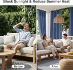 RYB HOME Outdoor Curtains for Patio Waterproof Block Sunlight Thermal Insulated - Image 2