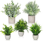 Fake Plants, Eucalyptus Greenery Plastic Fake Green Grass Plants by Lemonfilter