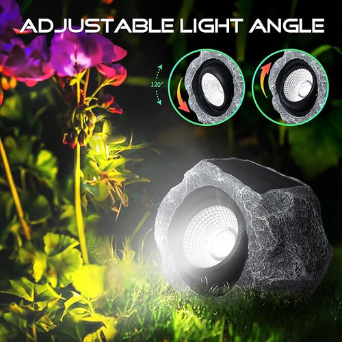 4 Pack Solar Rock Lights Outdoor, Angle Adjustable Solar Lights Outdoor - Image 2