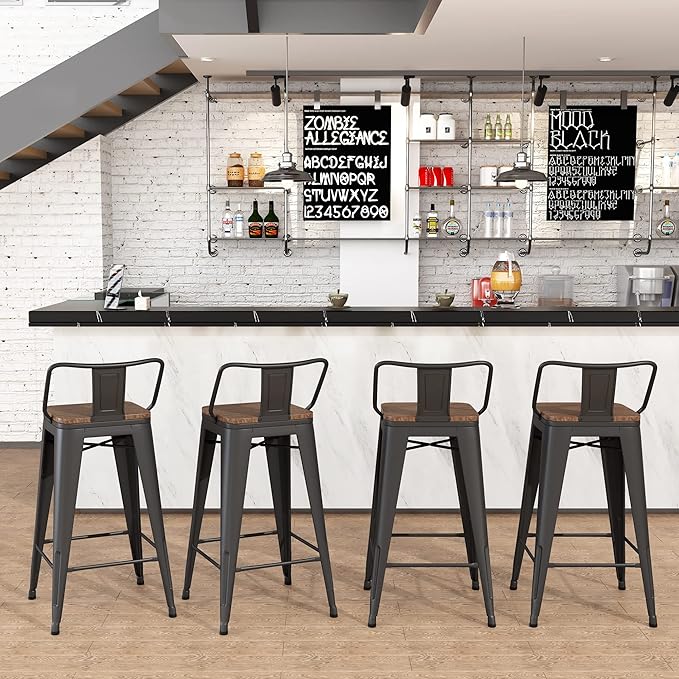Yongchuang 26" Metal Bar Stools Set of 4 Counter Height Barstools - Image 8