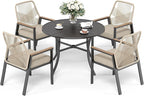 5 Pieces Patio Dining Set, 4 x Woven Rattan Chairs - Image 9