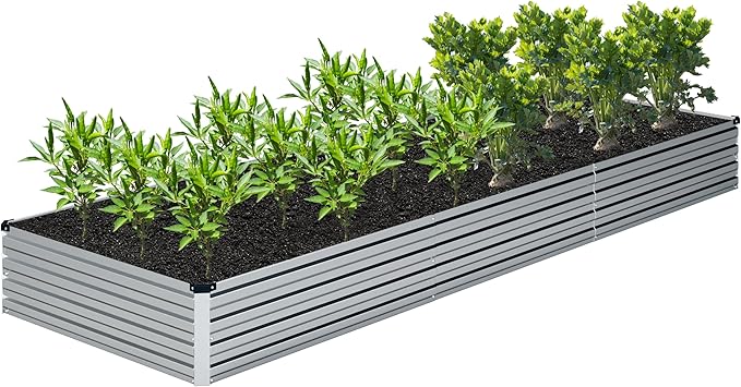 12x4x1FT Galvanized Raised Garden Bed Kit, Vegetable Boxes-Rectangle Metal by DIIYIV