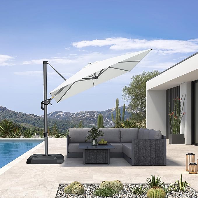 PURPLE LEAF 8 Feet Patio Umbrella Outdoor Cantilever Square Umbrella Aluminum - Image 2
