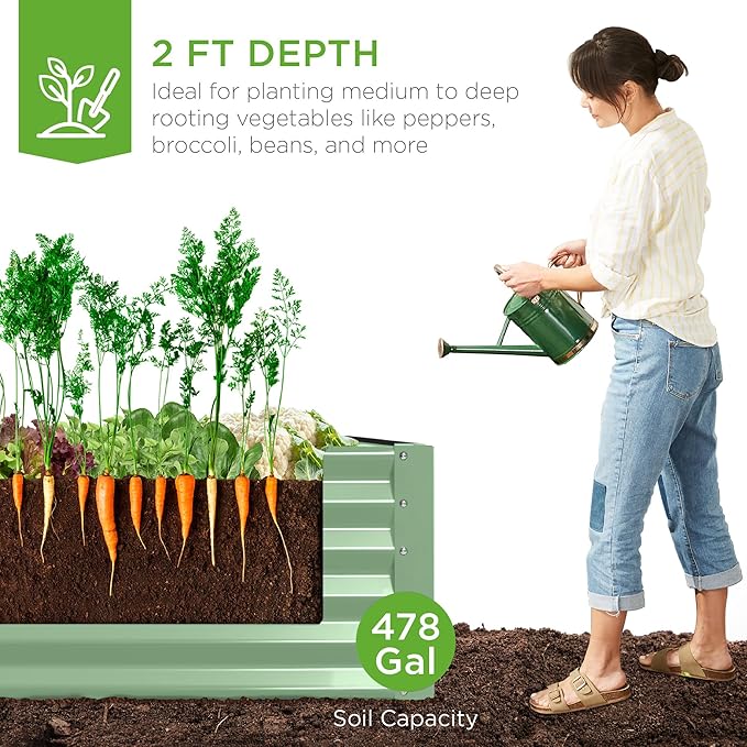 Best Choice Products 8x4x2ft Outdoor Metal Raised Garden Bed, Deep Root Planter - Image 3