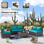 Kullavik 6PCS Outdoor Patio Furniture Set PE Wicker Rattan Sectional Sofa Patio - Image 4