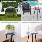 Metal Outdoor Side Tables Set of Two Small Outside Round End Table - Image 6